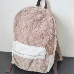 ボア リュック　キャメル　ブラウン　花柄