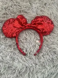 ミニーマウス スパンコールカチューシャ 赤