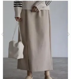saltarse ボンジュールサガン ウールライクスリットスカート