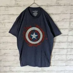 アメリカ古着半袖Tシャツ　マーベル　キャプテン・アメリカLかすみブルーB446