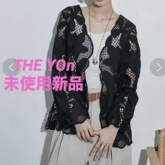 THE YOn レーシーシアーカーデブラウス　ブラック　長袖　花柄レースフラワーのサムネイル
