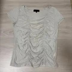 【美品】UNTITLED アンタイトル ギャザーカットソー 44 XL オフ白のサムネイル