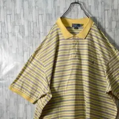 ポロシャツ 超ビッグ メンズ4XLT Ralph Lauren イエローボーダー