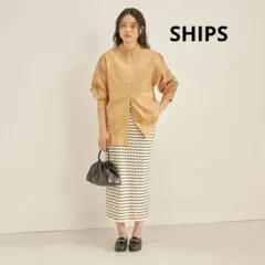 美品！SHIPS フェルガナ コットン ランダム リブ タイト スカートのサムネイル
