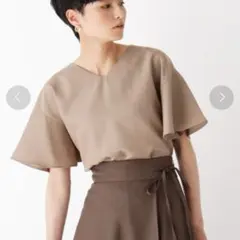 【美品】OPAQUE.CLIP ブラウン ラウンドヘムブラウス