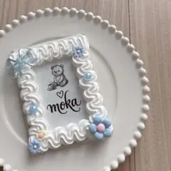 ホイップデコ トレカケース 白 ホワイト 水色 青 りぼん お花