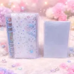 キラキラ星柄♡シール帳　A6　バインダータイプ プラスチックシール台紙１０枚付き