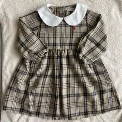 POLO Baby ベージュ系チェック ワンピース　フォーマル　90㎝　長袖
