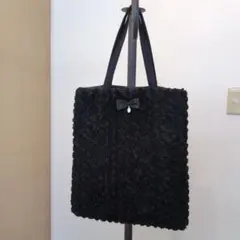 尾州キラキラリボンツイード トートバッグ A4サイズ ブラック サブ