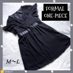 【最終値下げ】フォーマルワンピース　ブラック　フレンチシースルーデザイン　膝丈