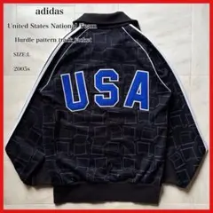 【2005年製】アディダス アメリカ代表 ハードル柄トラックジャケット 総柄 L