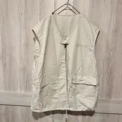 アイボリー ノースリーブ ベスト ミリタリーベスト アウター 海外古着