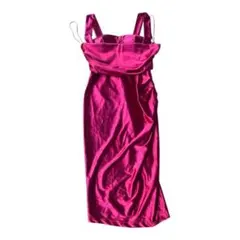 Fashion Nova サテンドレープミディドレス 赤レッド パーティードレス