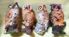 樹脂置物 ふくろう 梟 置物 4体セット
