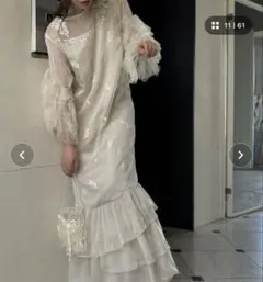 hem tiered volume sleeve embroidery OP