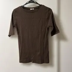 ZARA WOMAN リブ半袖Tシャツ ブラウン Mサイズのサムネイル