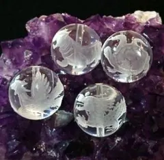プロフ必読！∞ 彫りが綺麗♪高品質 四神彫り水晶16mm × 4玉セット ∞
