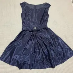 レッセパッセ　ネイビー リボン付きフレアドレス 36