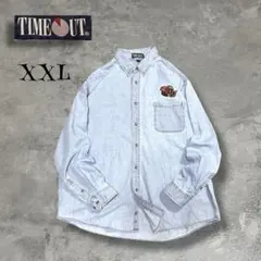 90sビンテージ TIME OUT デニムシャツ XXL 刺繍 肉厚 ゆるだぼ
