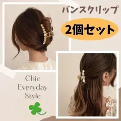 パール風 バンスクリップ 2個セット 韓国 ヘアクリップ 上品 大人可愛い
