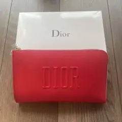 Dior 赤 ポーチ ダブルジッパー　ノベルティ