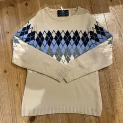 SHIPS JET BLUE アーガイルセーター M