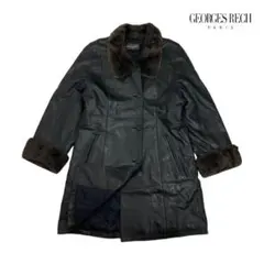 00T630☆ GEORGES RECH 羊革 レザーロングコート アウターのサムネイル