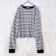 レプシィム ボーダーカットソー 長袖 マルチカラー ストレッチ ゆったり