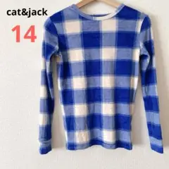 美品⭐️cat&jack 青と白のチェック柄 長袖シャツ 【14】