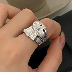 ワイド 変形 太め 幅広 リング 指輪 シルバー 925 刻印 オープンリング