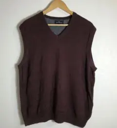 90s/vintage/Vネック/ニットベスト/ブラウン/y2k