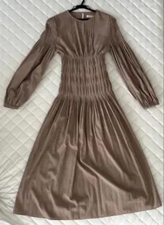 【FRAY I.D】ベージュロングギャザーワンピース