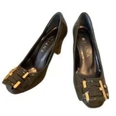 DIANA ダイアナ パンプス エナメル ベルト オリーブ 21.5cm