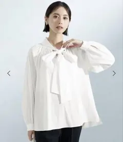【未使用品】green label relaxingボウタイ ギャザー ブラウス