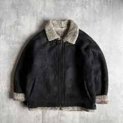 【90s vintage】B-3 フライトジャケット　ヌバック　本革　墨黒　短丈