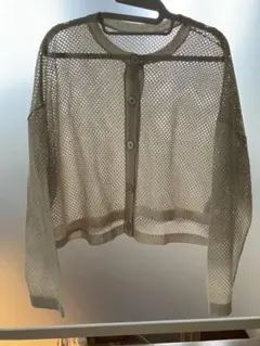 メッシュ カーディガン 長袖 ベージュのサムネイル