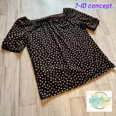 【美品】 7-ID concept. 透け感　トップス　ボーダー　38 A3