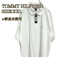 【新品】トミーヒルフィガー ポロシャツ ジャージー 刺繍ロゴ XXL 白