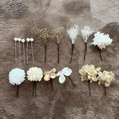 髪飾り ドライフラワー ホワイト ゴールド 成人式 結婚式 卒業式