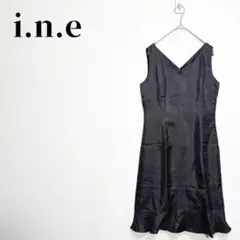 i.n.e　ドット柄　Ｖネックノースリーブワンピース　ひざ丈　ブラック　サイズ2のサムネイル