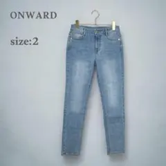オンワード　スキニージーンズ　デニム　ジーパン　細身　脚長　ブルー　サイズ2