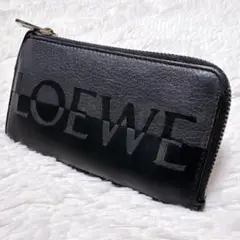 【美品】 LOEWE 黒 レザー 名刺入れ ブラック ロエベ LOEWE ロエベ カードケース ラムスキン レザー アナグラム 名刺