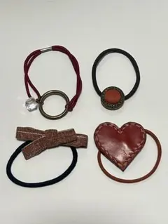 【ヘアゴム】 4個セット 赤系