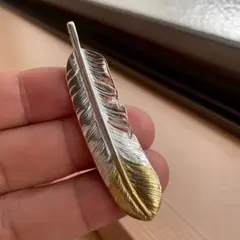 銀器 宮本商行シルバークリップ 羽フェザー ゴールド M.SILVER刻印