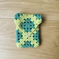 グラニースクエア　デザインポーチ｜かぎ編み　綿　コットン　編み物