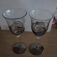まる＊様専用　スワール模様 ワイングラス 2個セット