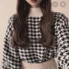 GRL 千鳥格子柄モックネックプルオーバー ブラウン[pm096]