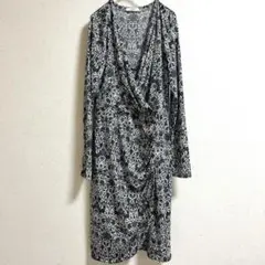 エジェリ　カシュクールワンピース　長袖　シワになりにくい　リゾート　花柄