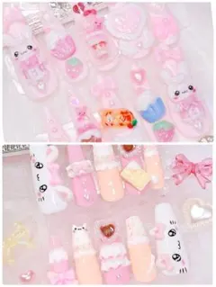 あお様♡おまとめ♡現品ネイルチップ♡メイドうさぎ♡平成女児♡アイスネイル♡うさぎ