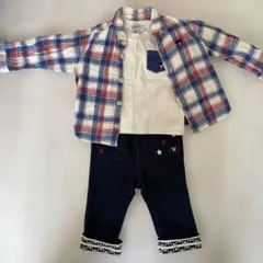 ロンT 70 、ズボン80、シャツ90 3点　 まとめ売り ダブルB